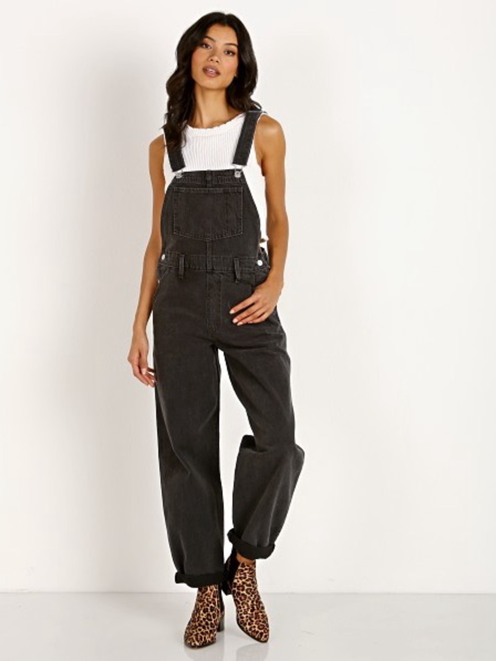 Levi's Black Denim Baggy Overalls with Relaxed Legs